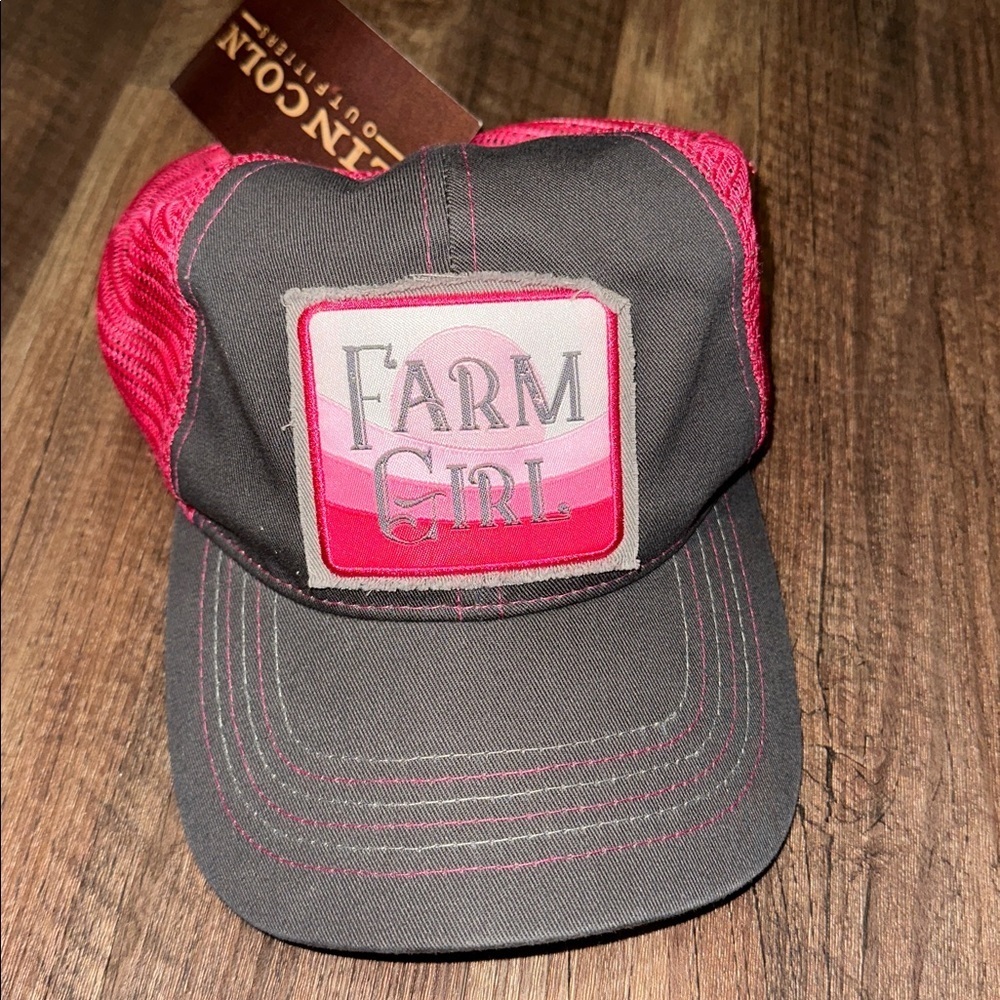 Lincoln Outfitters Farm Girl Hat Cap‎ NWT Pink and Gray Mesh Back